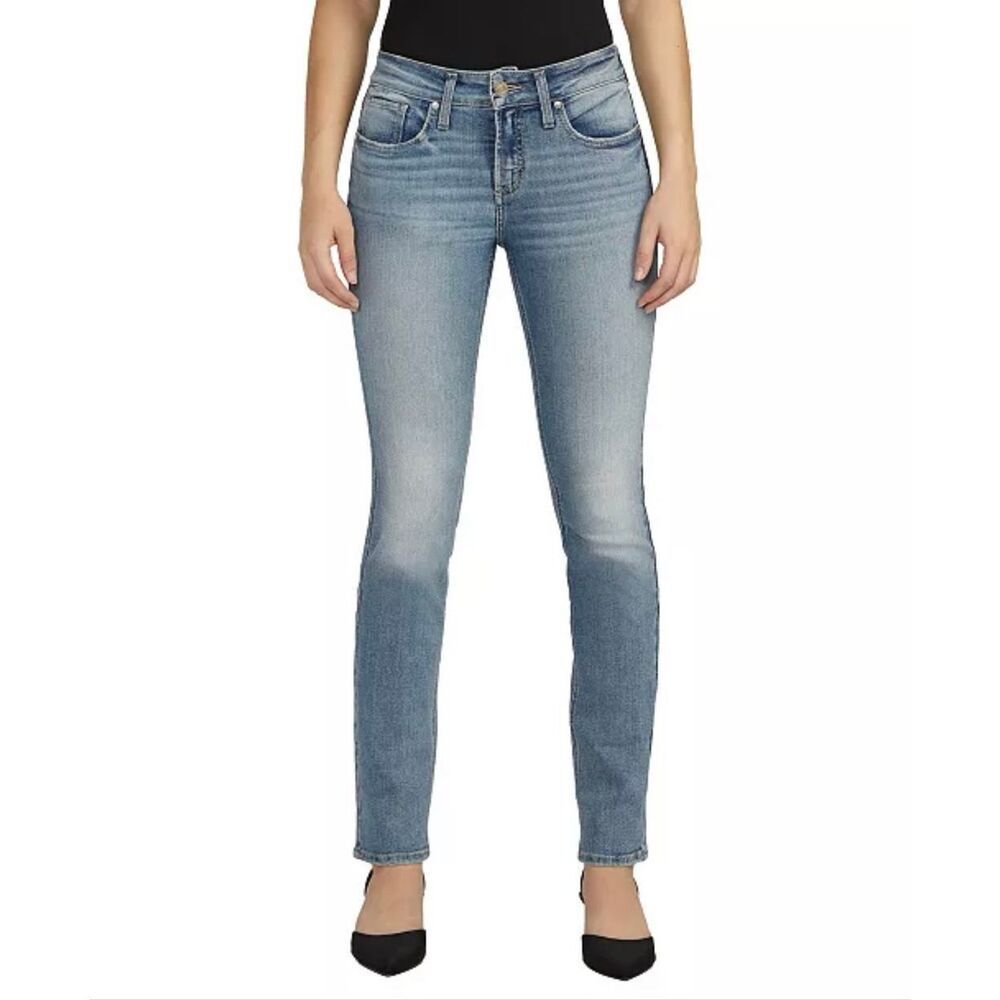 Silver Jeans Co. Suki Mid Rise Curvy Fit Straight Leg Denim Jeans Indigo 26